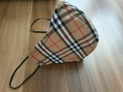 Burberry Nova check Fabric,Lined Face Mask, Washable. Made In The UK