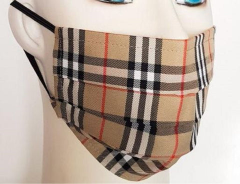 Burberry Nova check Fabric,Lined Face Mask, Washable. Made In The UK
