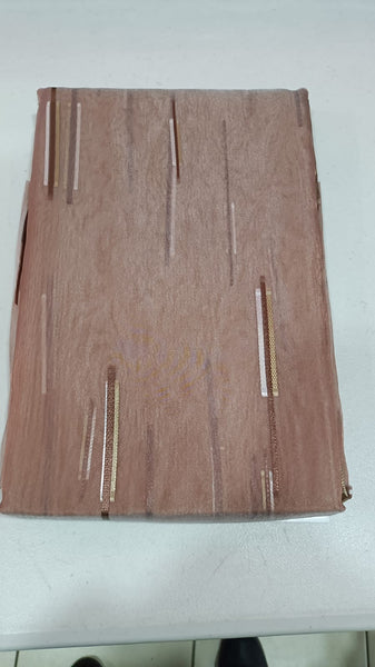 Jacquard pair Voile Curtain Panel brown stripy-silky organza