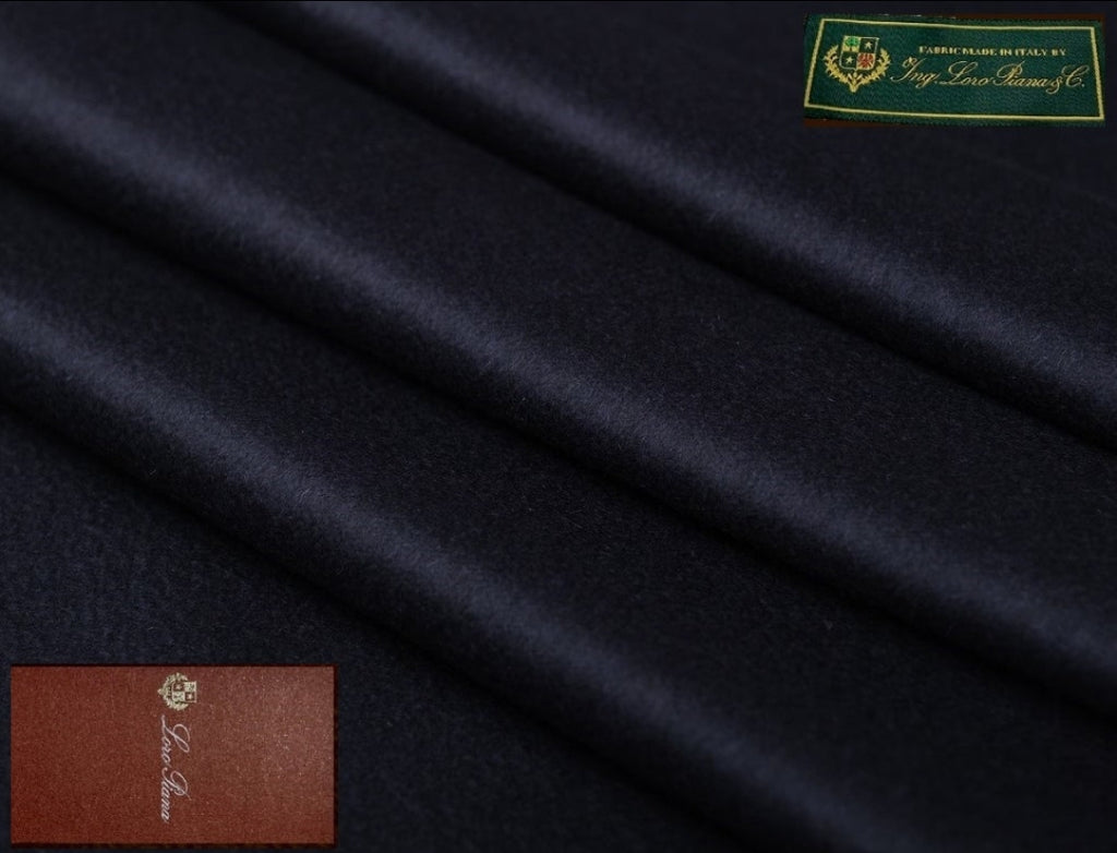 LORO PIANA Pure Cashmere Fabric .Heavy  PURE WOOL Black FABRIC 150 cm wide